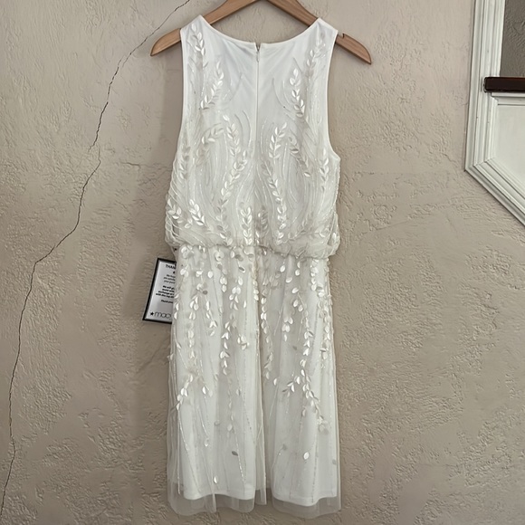 Adrianna Papell Embellished Blouson Dress in Ivory - Picture 7 of 11